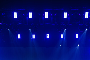 Obraz premium scene, stage light with colored spotlights and smoke