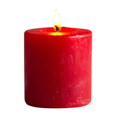Red Burning Candle Isolated on Transparent Background &ndash; Wax Candle with Flame