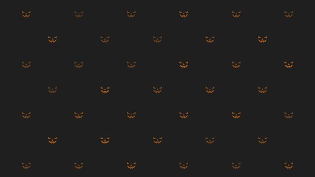 Spooky Halloween Jack O Lantern Face Pattern Seamless Dark Background Animated Motion Graphic
