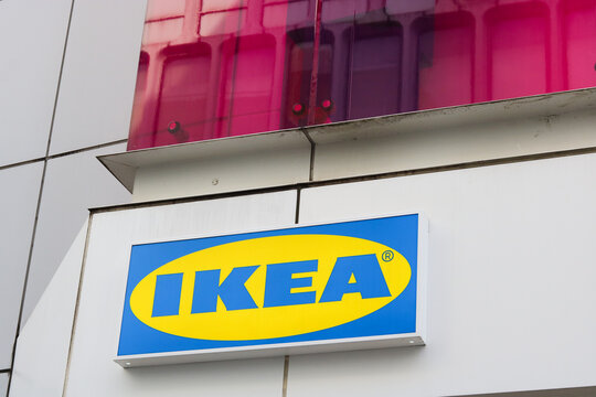 TOKYO, JAPAN - December 23, 2025: Sign on an Ikea store in Tokyo's Shibuya area. 