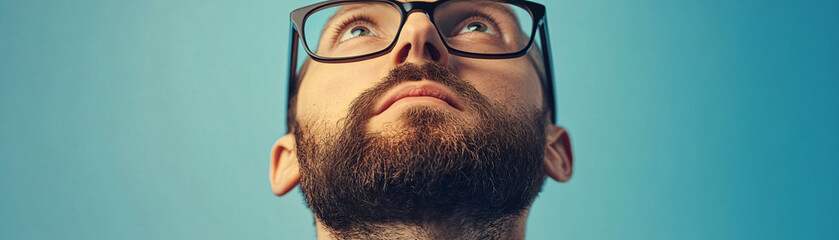 young man looking through a window