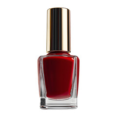 Red Nail Polish Bottle Isolated on Transparent Background &ndash; Glossy Cosmetic Beauty Product