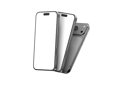 High quality premium realistic 3d render smartphone ui ux screen presentation mockup with transparent PNG