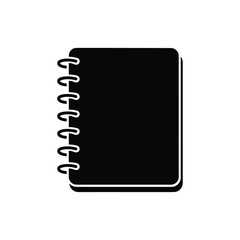 Black spiral bound notebook icon flat design