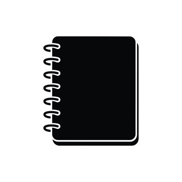 Black spiral bound notebook icon flat design