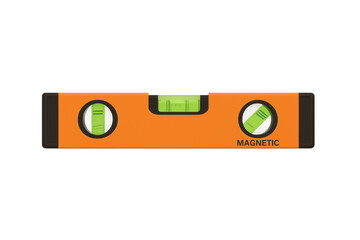 Orange spirit level showing accurate horizontality and verticality