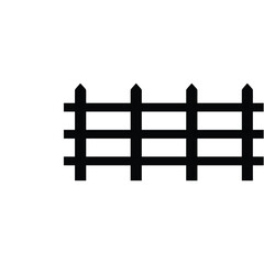 Obraz premium Black wooden fence silhouette flat vector