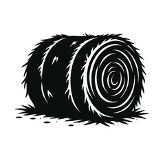 Hay bale farm silhouette vector illustration