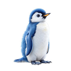 A blue and white penguin standing on a transparent background