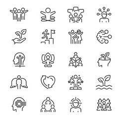 Fototapeta premium Collection of human potential and self improvement line icons.
