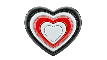 Concentric Hearts with Black, White, and Red Layers