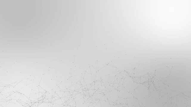 Abstract network connections and nodes evolving in a clean minimalist digital space representing data flow and global communication concepts with a subtle gradient background and futuristic