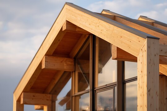 Modern timber frame architecture showcasing natural wood structure