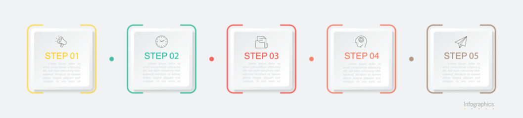 Infographic 5 options design elements for your business data. Vector Illustration.