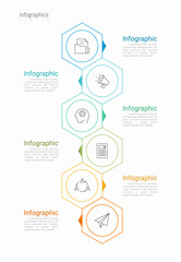 Infographic 6 options design elements for your business data. Vector Illustration.