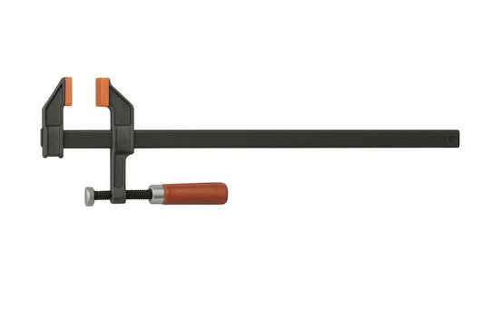 F-clamp bar woodworking tool with orange pads