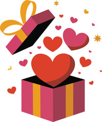 Open Gift Box with Floating Hearts &ndash; Romantic Valentine Illustration