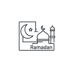 Fototapeta premium Ramadan Kareem Islamic Mosque Icon with Crescent Moon and Star