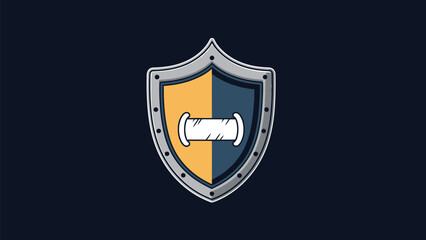 Shield emblem with a unique design representing protection and security concept.
