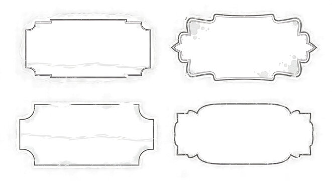 Four different label or badge templates isolated on transparent background