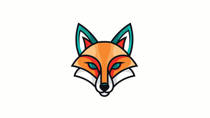 Obraz premium Vibrant fox head illustration showcasing geometric design and captivating colors.