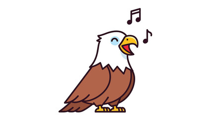Singing Bald Eagle with Musical Notes, a Majestic Bird in Flight.