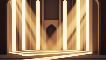 Ramadan Night Background with Crescent Moon and Lantern