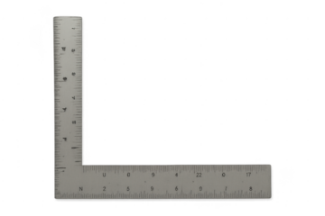 Steel framing square measuring right angle on transparent background