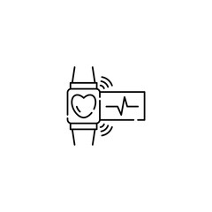 Smart watch icon, check health Symbol Outline icon Transparent background Editable Stroke