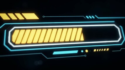 A futuristic graphic design element with neon yellow, blue, and white lines on a black background - Powered by Adobe