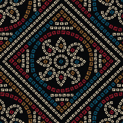 Gujarati Bandhani Seamless pattern on black background