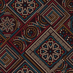 Gujarati Bandhani patchwork pattern on olive background