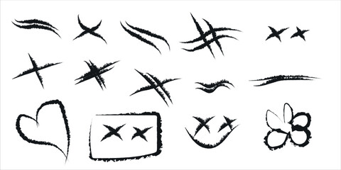Fototapeta premium Collection of hand drawn symbols and marks on a white background