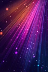 Colorful light beams and glowing dots