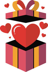 Open Pink Gift Box with Floating Red Hearts for Valentine's Day and Love Concept Illustration