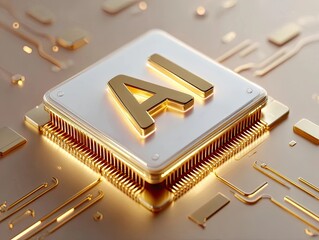 Golden AI chip on circuit board
