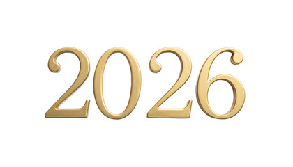 2026 number design for New Year symbol and sign. 2026 New Year with modern color. Happy New Year 2026. 3D numbers with ribbons and confetti on a transparent background.