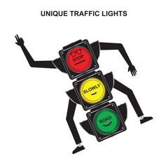UNIQUE TRAFFIC LIGHT CARTOON VECTOR