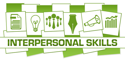 Interpersonal Skills Business Symbols Green White Horizontal Stripes 