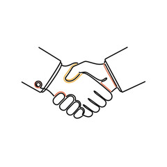 Fototapeta premium Business Handshake Line Art - Agreement, Partnership, Trust, Success