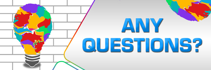 Any Questions Colorful Bulb Rounded Squares Horizontal 