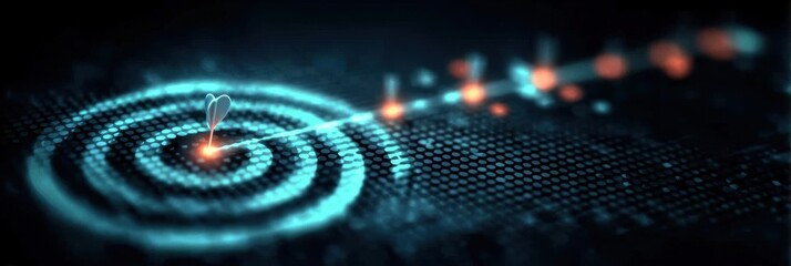 Target locked on virtual roadmap interface with digital glow representing structured planning strategic milestones and success path