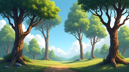 landscape with trees and sky