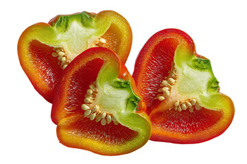 Sliced Red Bell Peppers on White Background