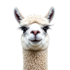 Obraz premium A close-up portrait of a smiling llama on transparent background