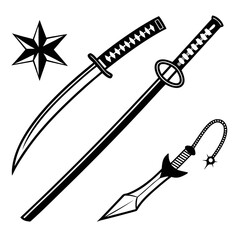 Samurai weapons illustration