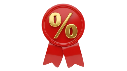 Red ribbon with percentage symbol