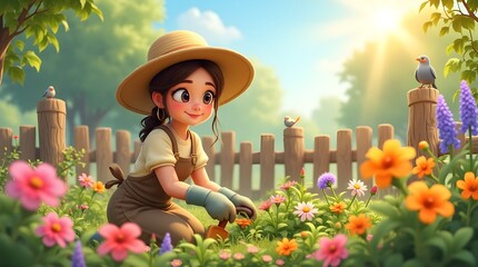 little girl in the garden