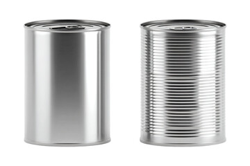 Two Silver Tin Cans on White Background