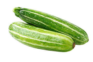 Fresh Striped Cucumbers on White Background